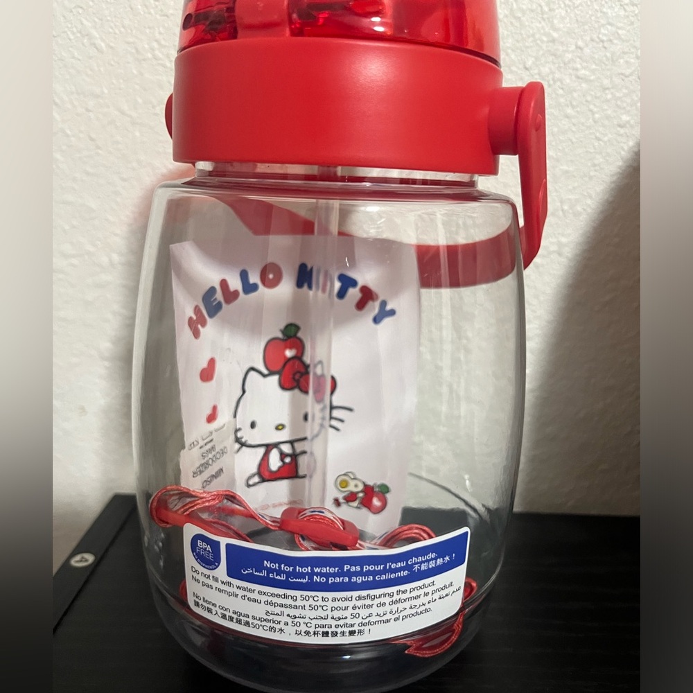 Hello kitty water bottle with a shoulder strap